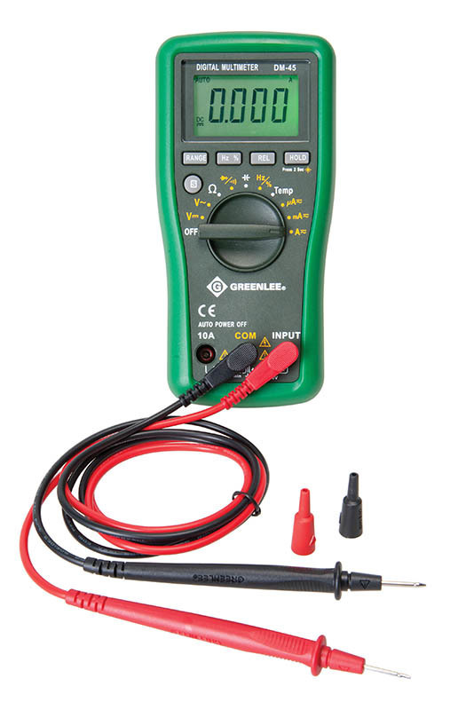 DM-45 Auto/Manual Ranging Digital Multimeter, 600 V AC/DC, 10 A, 400 to 40 MOhm Measuring, 400 Ohm/4/40/400 kOhm/4/40 MOhm, Digital Display