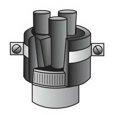 DR-2002-2 Retrofit Cable Support With Pozi-Grip R-Style Wedging Plug, 2 in, Surface Mount, Molded Canvas Bakelite