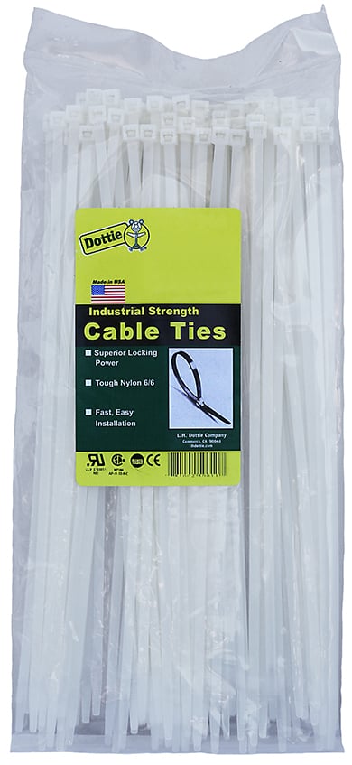 DT4 1-Piece Bent Tip Standard Duty Cable Tie, 4.12 in L x 0.095 in W x 0.042 in THK, Nylon, Natural