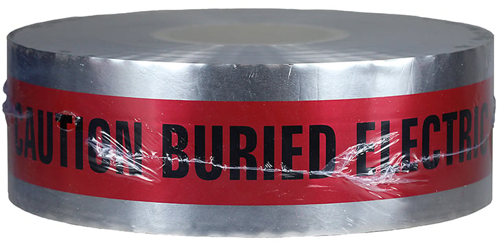 DU01 PC 5325 Detectable Tape, Red, 1000 ft L x 3 in W, CAUTION BURIED ELECTRIC LINE BELOW Legend, Polyethylene