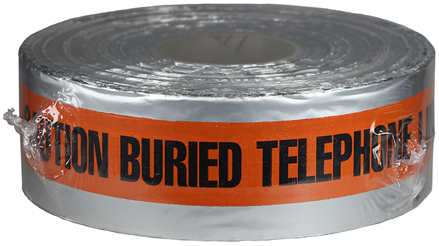 DU05 PC 5325 Detectable Tape, Orange, 1000 ft L x 3 in W, CAUTION BURIED TELEPHONE LINE BELOW Legend, Polyethylene