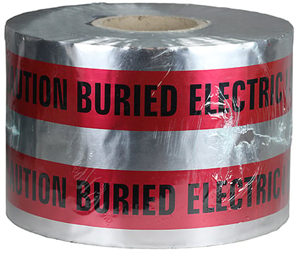 DU601 PC 5325 Detectable Tape, Red, 1000 ft L x 6 in W, CAUTION BURIED ELECTRIC LINE BELOW Legend, Polyethylene