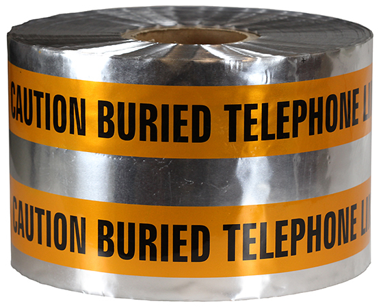 DU605 PC 5325 Detectable Tape, Orange, 1000 ft L x 6 in W, CAUTION BURIED TELEPHONE LINE BELOW Legend, Polyethylene