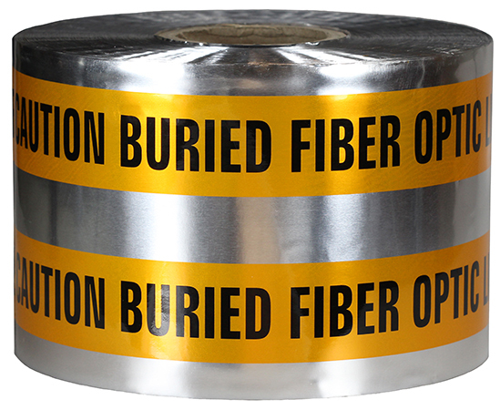 DU610 PC 5325 Detectable Tape, Orange, 1000 ft L x 6 in W, CAUTION BURIED FIBER OPTIC LINE BELOW Legend, Polyethylene