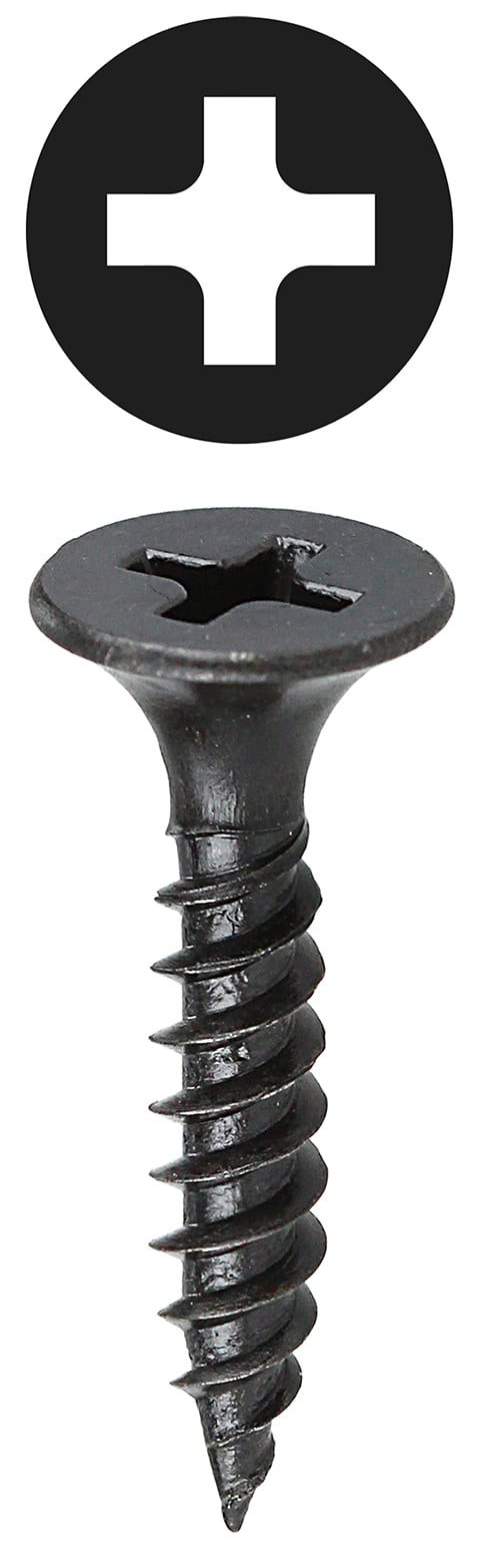 DWT6114 Drywall Screw, #6, 1-1/4 in OAL, Bugle Head, Black Oxide, Self-Piercing Point, Phillips Drive