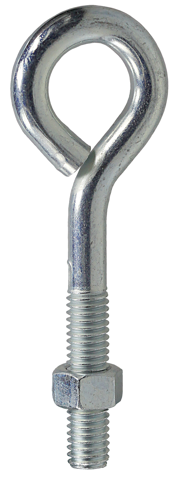EB8 Eye Bolt With Hex Nut, 1/4 in, 5 in L Shank, Low Carbon Cold Drawn Steel, Zinc Plated