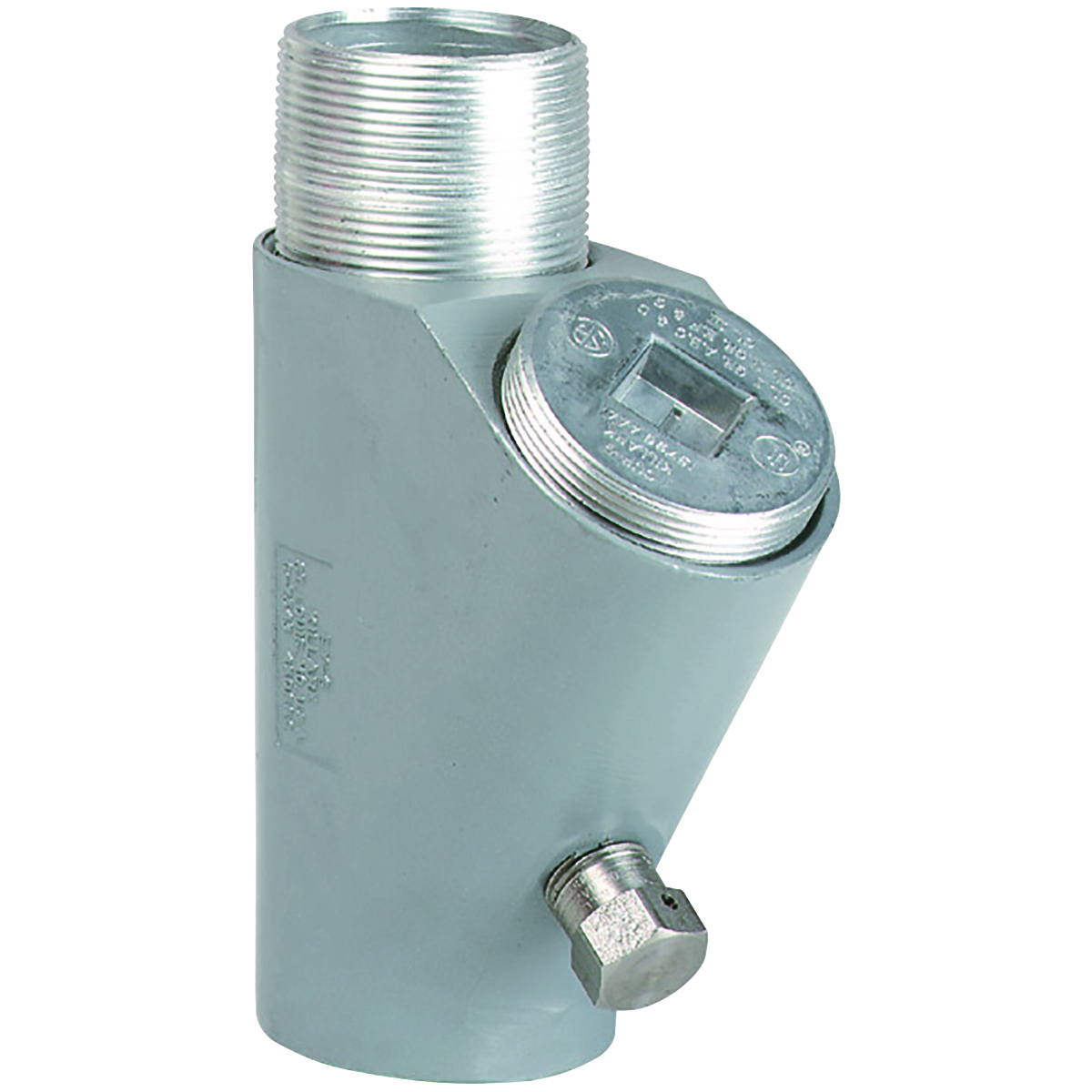EYD-6TM EYD Seal Fitting With Drain, Nipple, 2 in, For Use With Vertical Conduit, DURALOY Iron, Tri-Coated