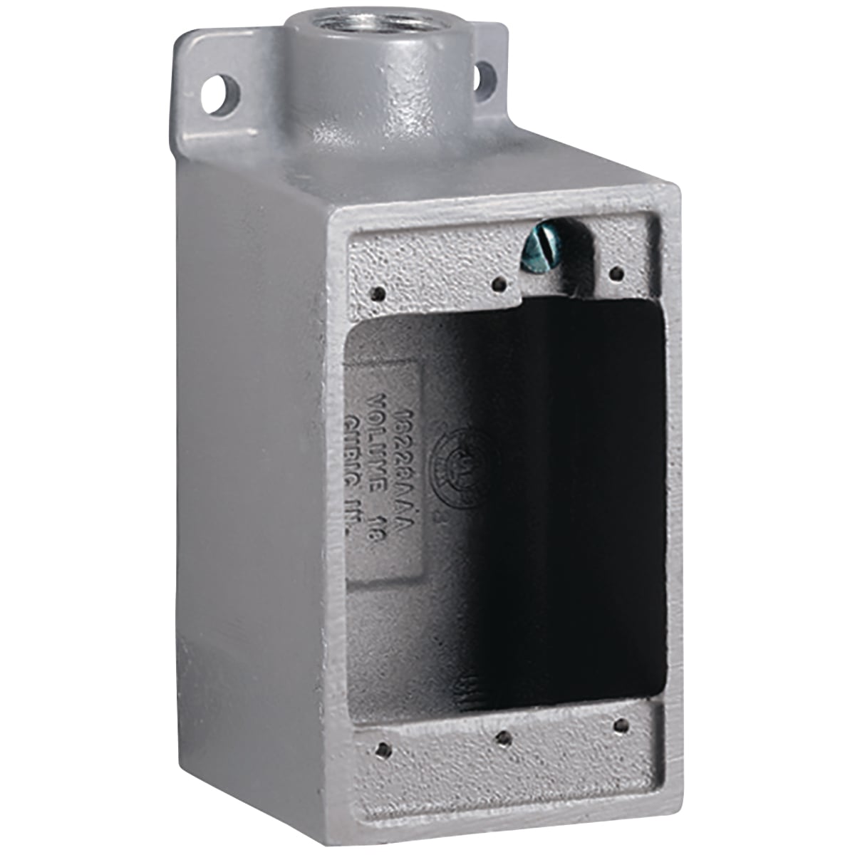 FD-2M FD Series Dead End Cast Device Box, DURALOY Iron, 28 cu-in Capacity, 1 Gangs, (1) Outlets, 2-7/8 in L x 2-7/8 in W x 5-1/2 in H