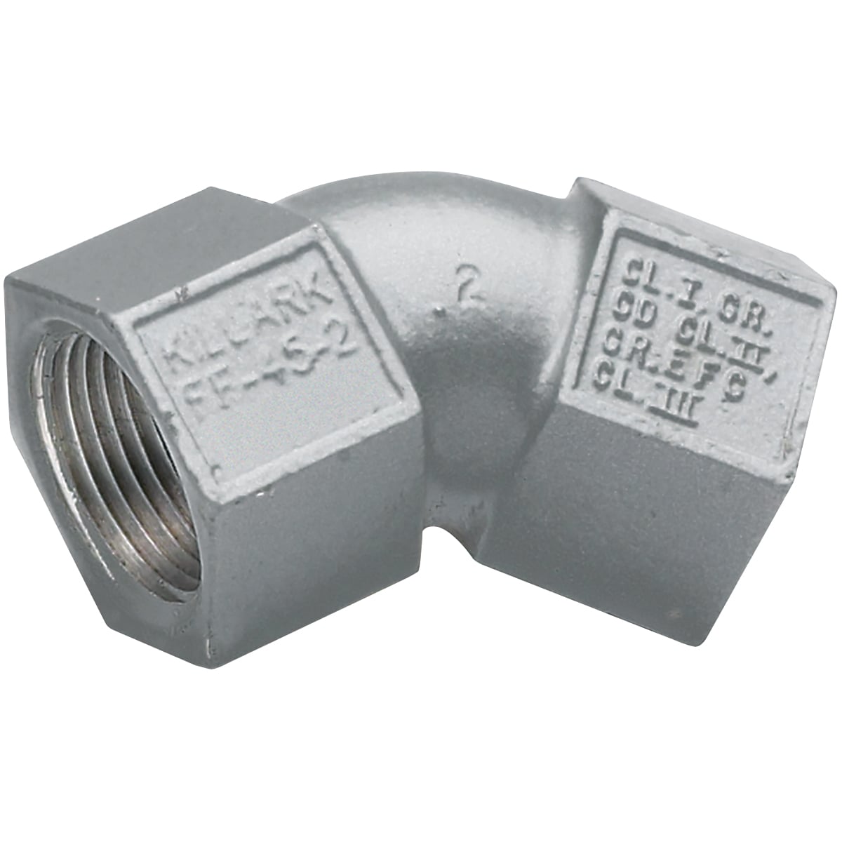 FF-45-1 Female to Female Threaded Conduit Elbow, 1/2 in Trade, 45 deg, Copper Free Aluminum, Electrostatic Powder Coated