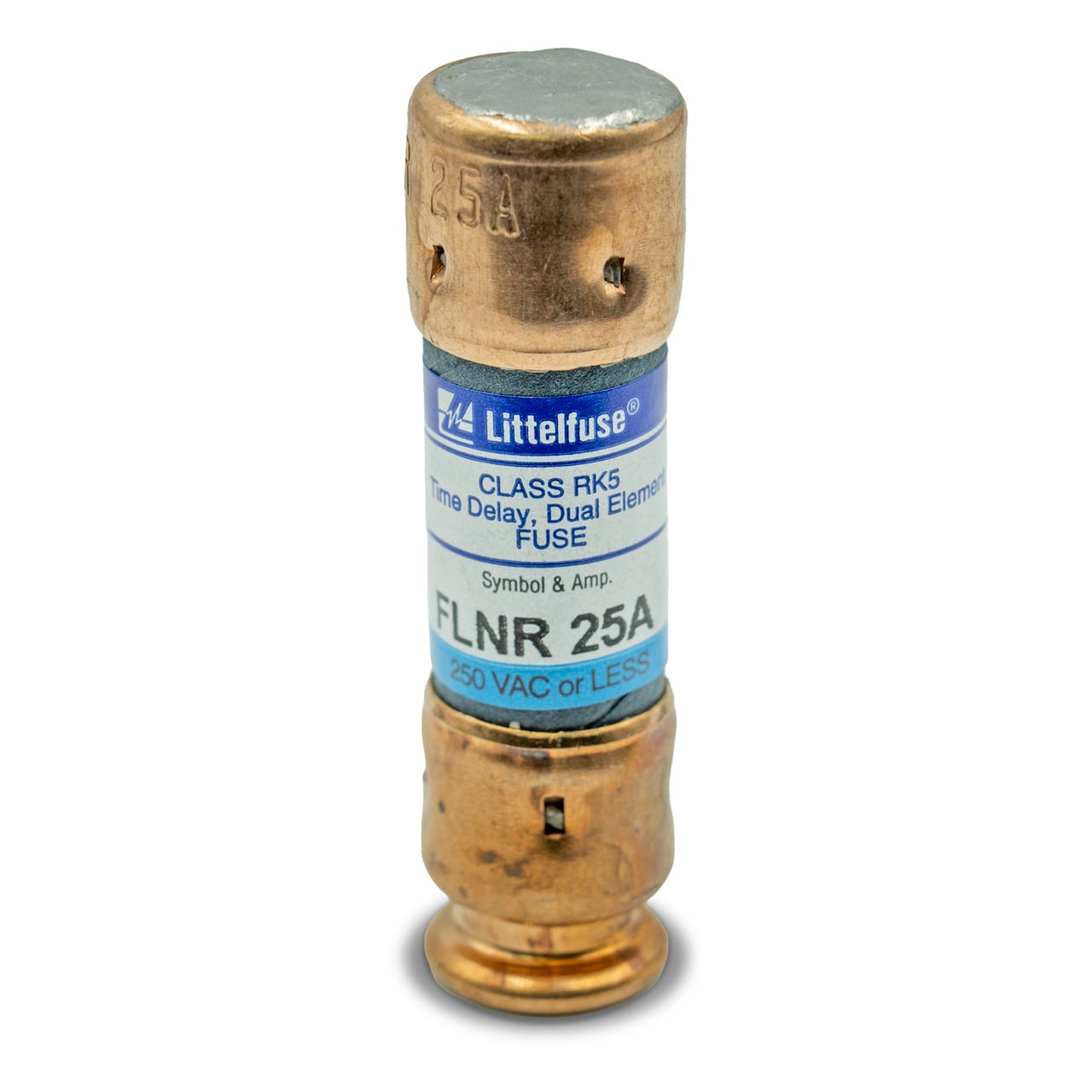 FLNR025 FLNR Current Limiting Time Delay Fuse, 25 A, 250 V AC/125 V DC, 200/20 kA Interrupt, Class: RK5, Cylindrical Body