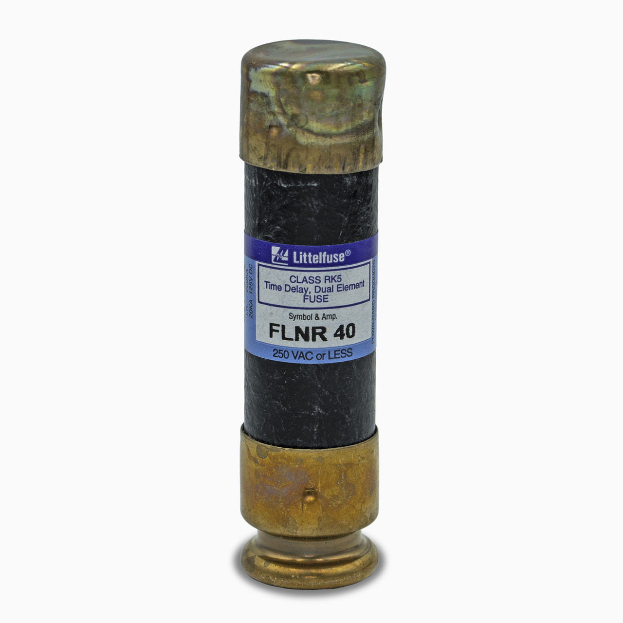 FLNR040 FLNR Current Limiting Time Delay Fuse, 40 A, 250 V AC/125 V DC, 200/20 kA Interrupt, Class: RK5, Cylindrical Body