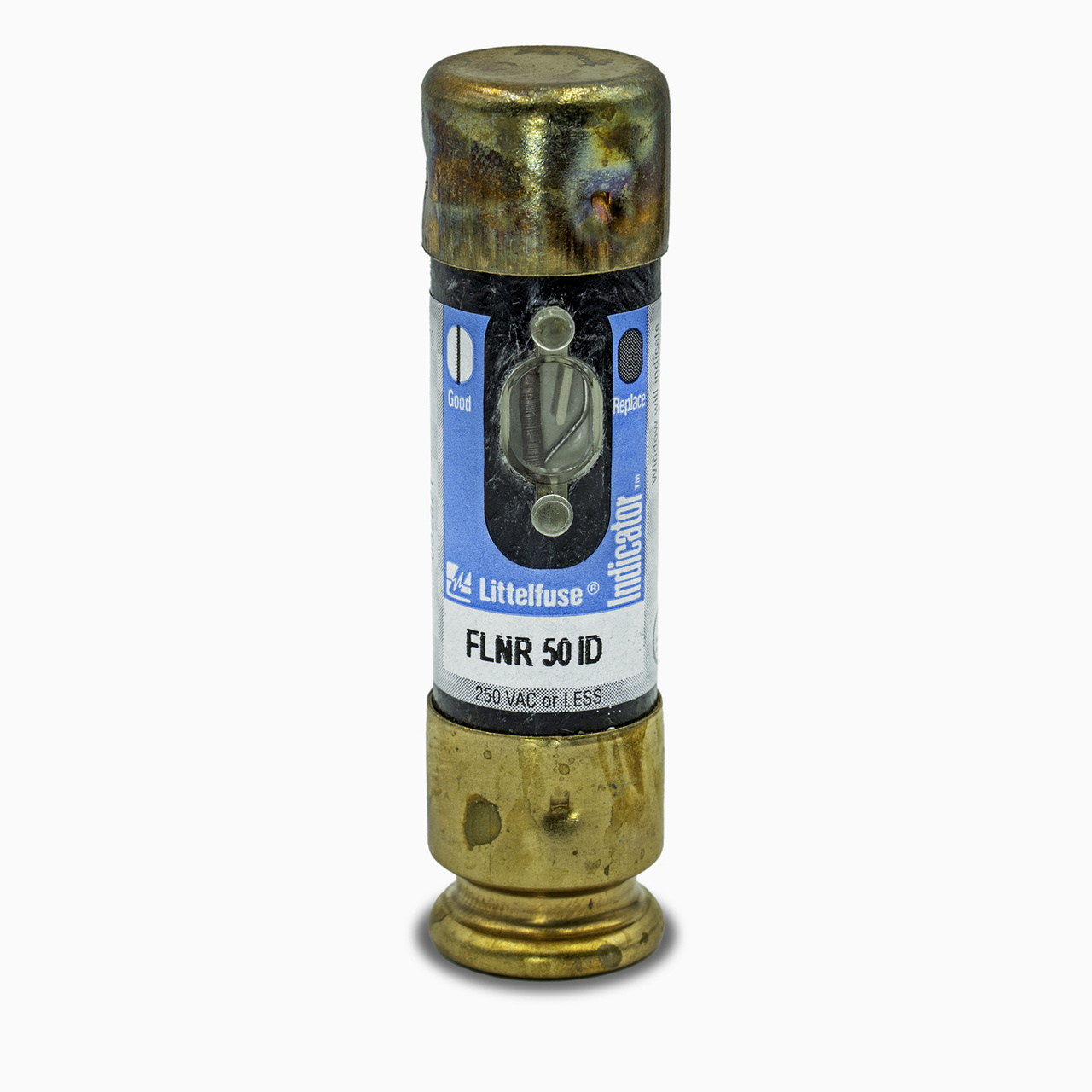 FLNR050ID Powr-Gard Current Limiting Time Delay Fuse, 50 A, 250 V AC/125 V DC, 200/20 kA Interrupt, RK5 Class, Cylindrical Body