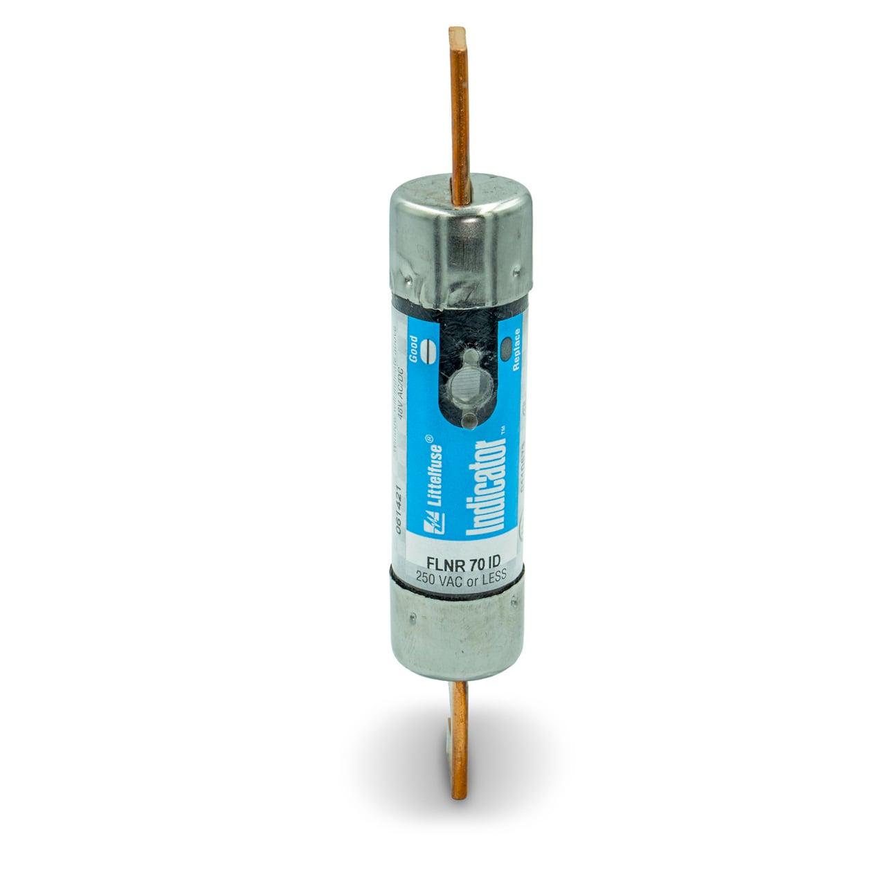 FLNR070ID Powr-Gard Current Limiting Time Delay Fuse, 70 A, 250 V AC/125 V DC, 200/20 kA Interrupt, RK5 Class, Cylindrical Body