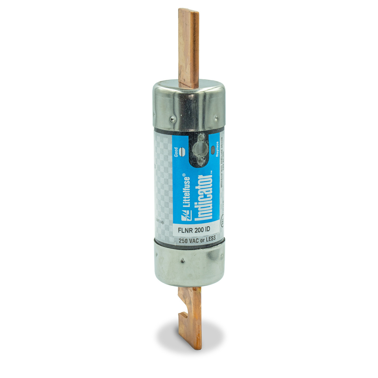 FLNR200ID Powr-Gard Current Limiting Time Delay Fuse, 200 A, 250 V AC/125 V DC, 200/20 kA Interrupt, RK5 Class, Cylindrical Body
