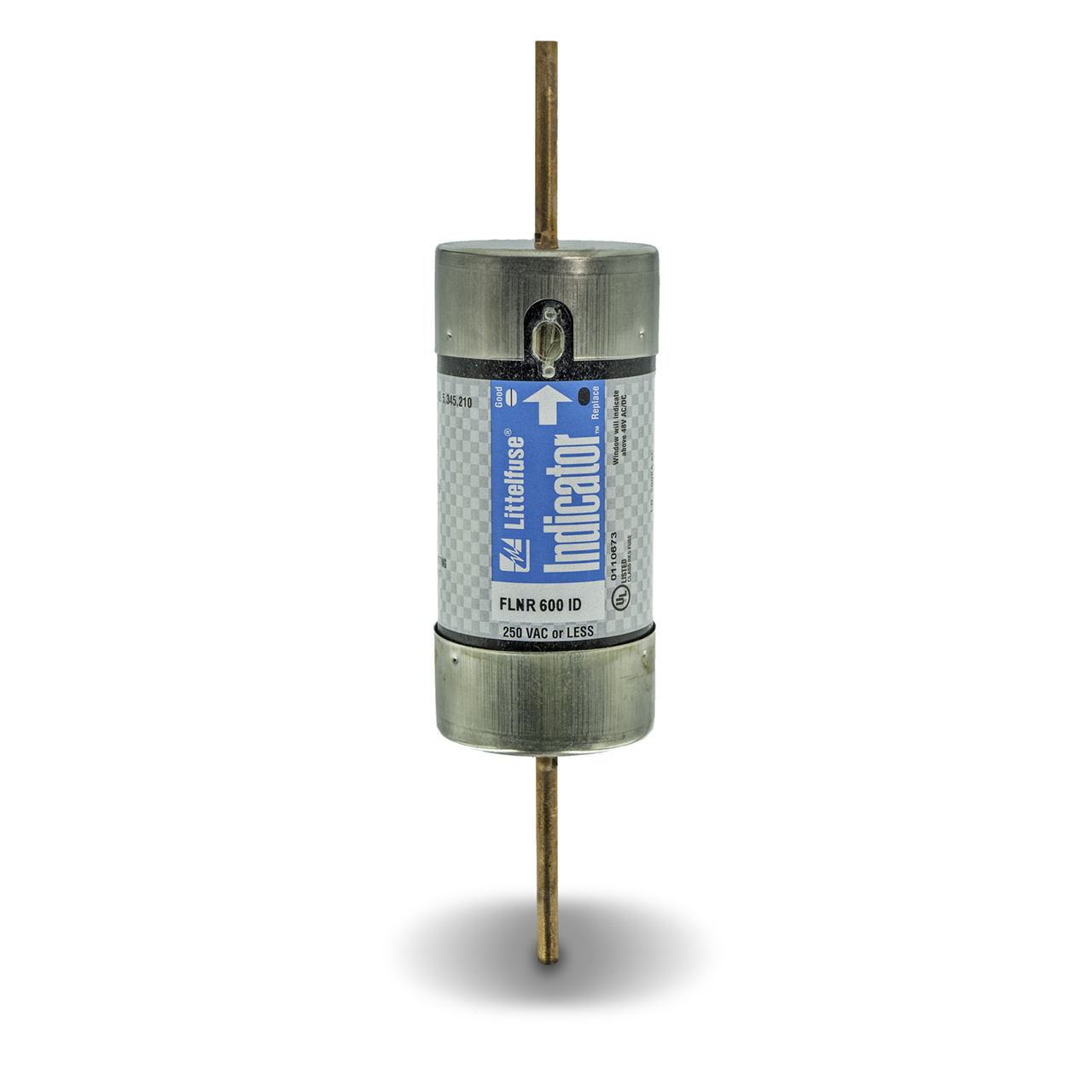 FLNR600ID Powr-Gard Current Limiting Time Delay Fuse, 600 A, 250 V AC/125 V DC, 200/20 kA Interrupt, RK5 Class, Cylindrical Body