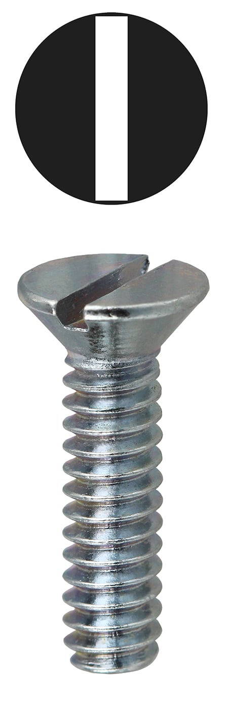 FM6323 Machine Screw, #6-32, 3 in OAL, Steel, Flat Head, Zinc Plated, Slotted Drive