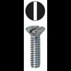 Machine Screw, Steel material, 1 in. length, #8-32 thread size, Flat head type, Zinc Plated Finish, Slotted drive type