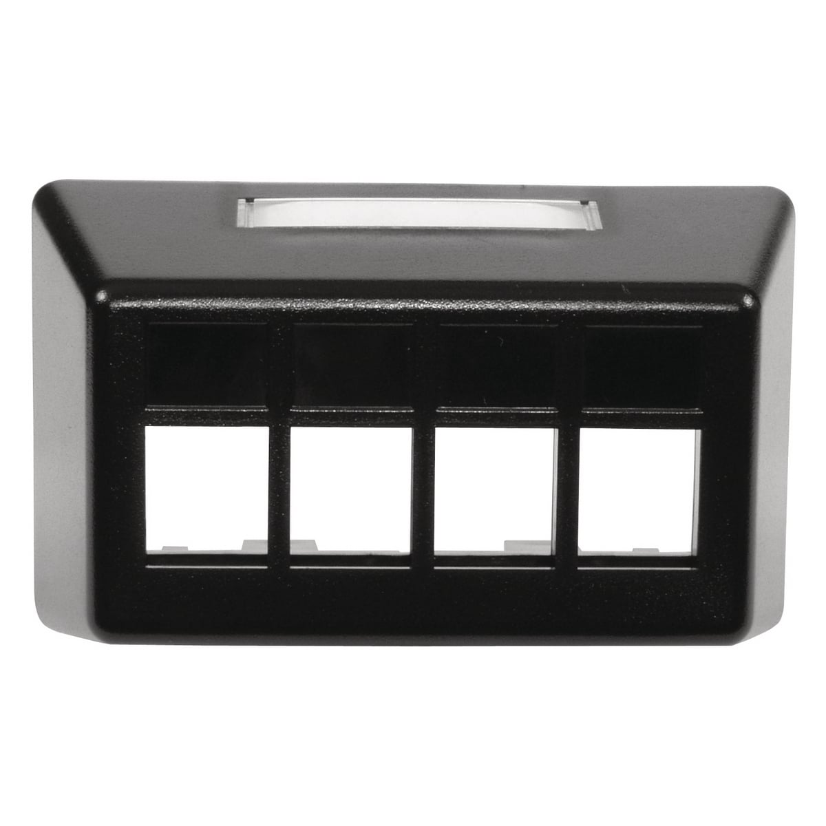 FP4BBK FP Series Molded Standard Furniture Plate, 1 Gangs, (4) Ports, Voice/Data/Phone/Multi-Media Module, Fastened Mounting, Molded ABS