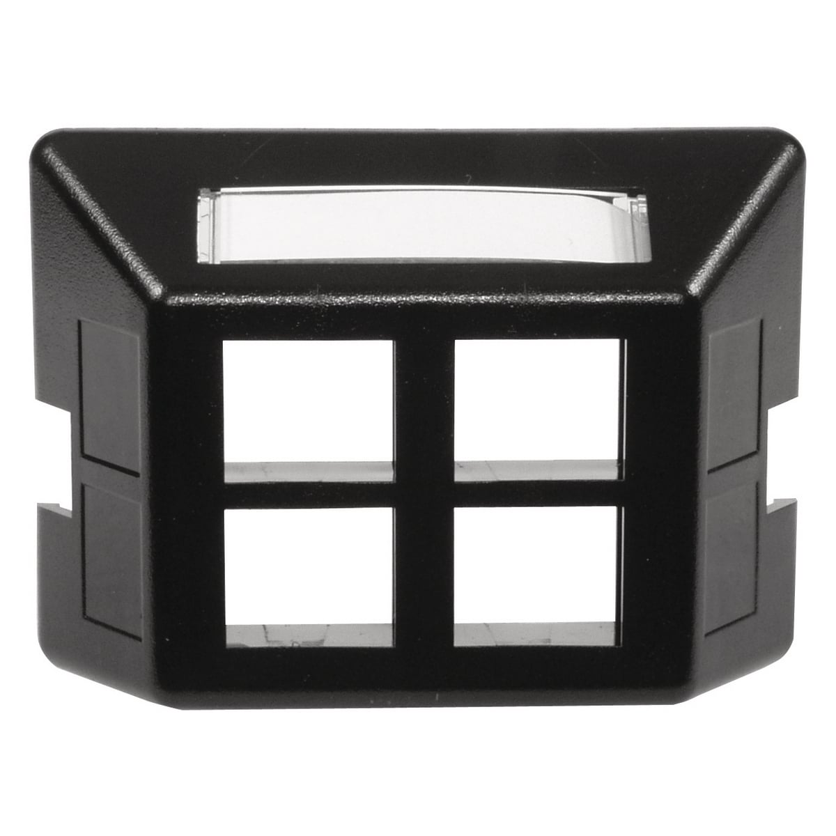 FP4BK FP Series Molded Standard Furniture Plate, 1 Gangs, (4) Ports, Voice/Data/Phone/Multi-Media Module, Fastened Mounting, Molded ABS