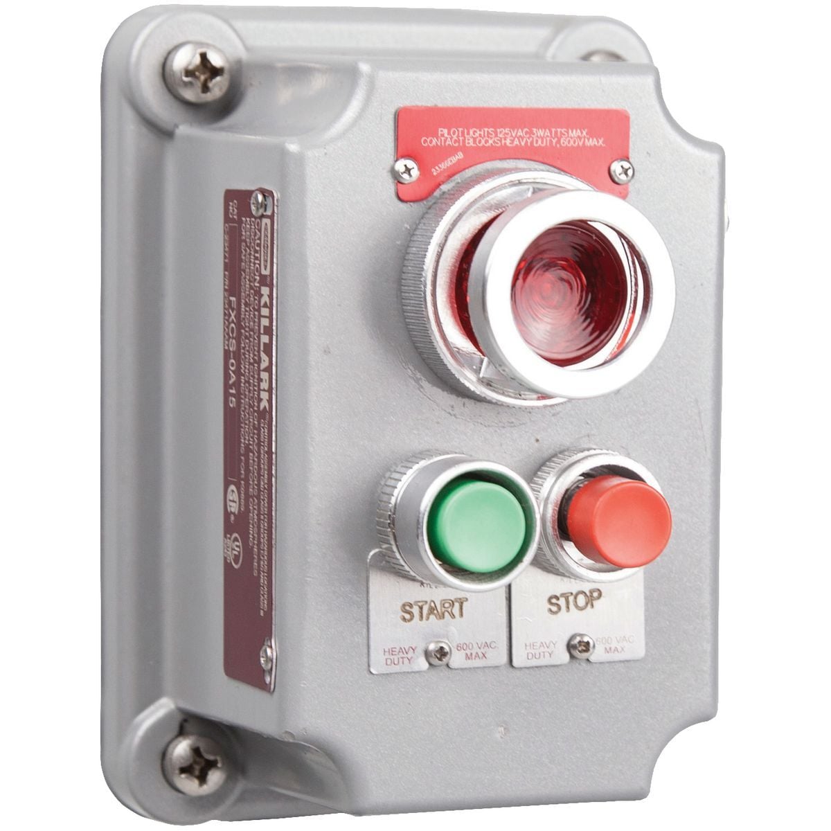 FXCS-0A15 FXCS Factory Sealed Control Station, 120/600 V AC, 10 A, 1NO-1NC Contact, 3 Operators, NEMA 3/7/9 NEMA Rating