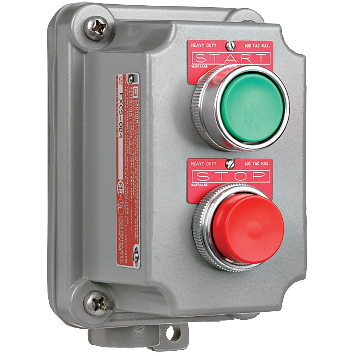 SEAL-X FXCS-0B4 Factory Sealed Control Station With Cover, 600 V AC, 10 A, 1NO-1NC Contact, NEMA 3/7/9 NEMA Rating