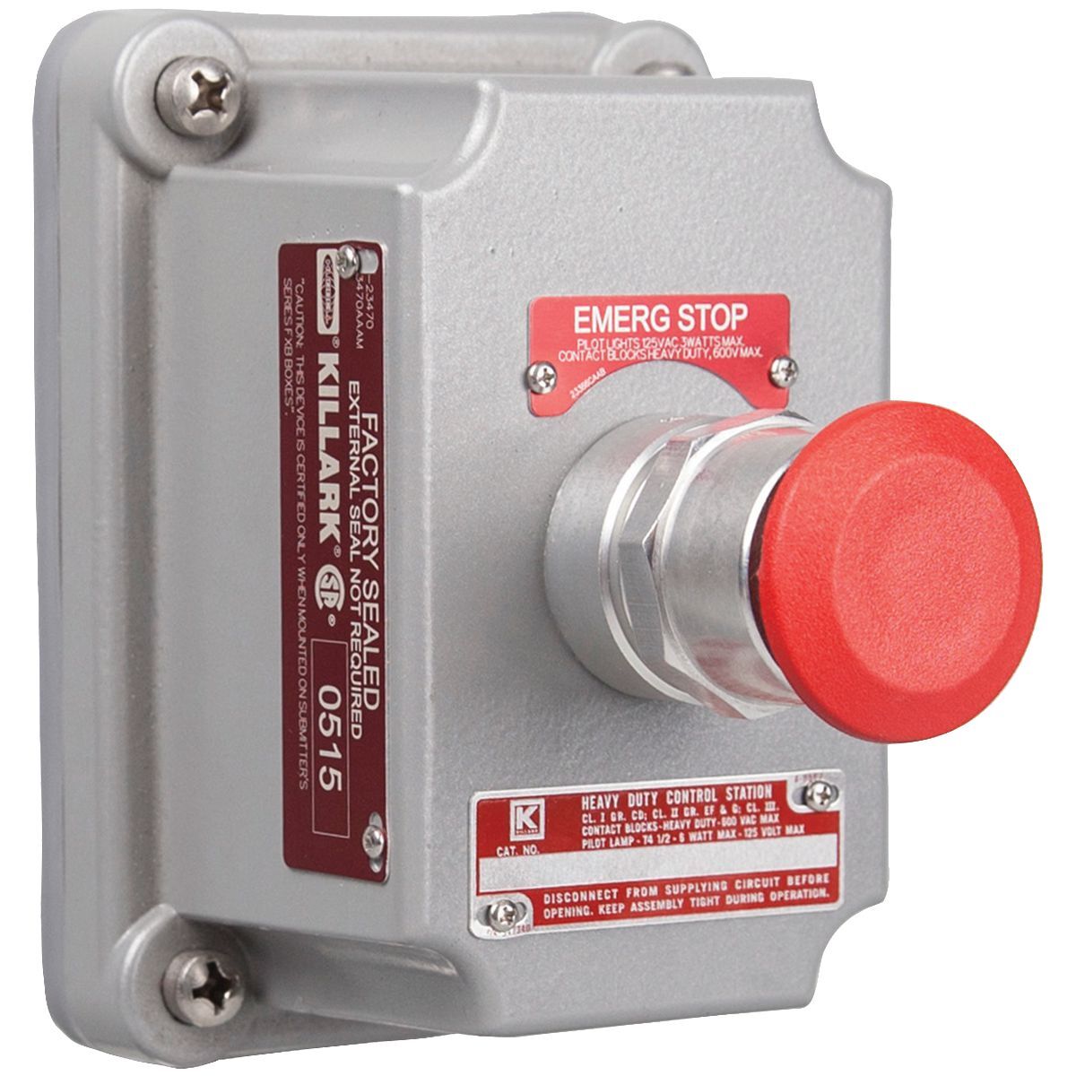 FXCS-0MMR3 FXCS Factory Sealed Single Pushbutton Cover Assembly, 600 V AC, 10 A, 1NO-1NC Contact, 1 Operators, NEMA 3/7CD/9EFG NEMA Rating