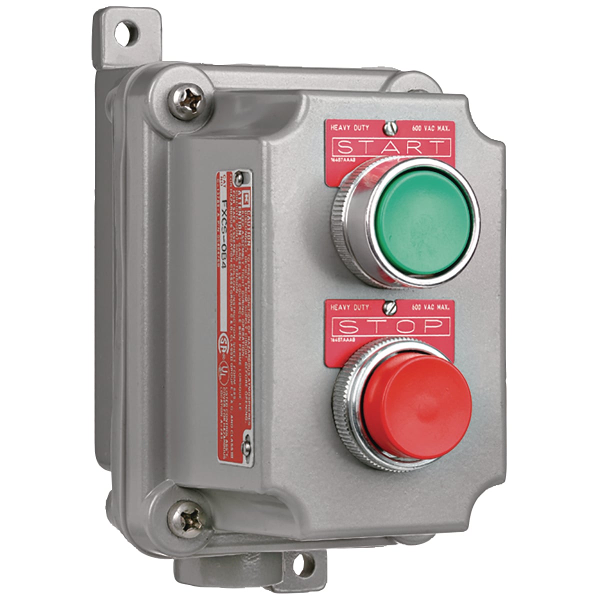 SEAL-X FXCS-2B4-U Dead End Double Factory Sealed Push Button Control Station With Splice Box, 600 V AC, 10 A, 2NO-2NC Contact, 2 Operators, NEMA 3/7CD/9EFG NEMA Rating