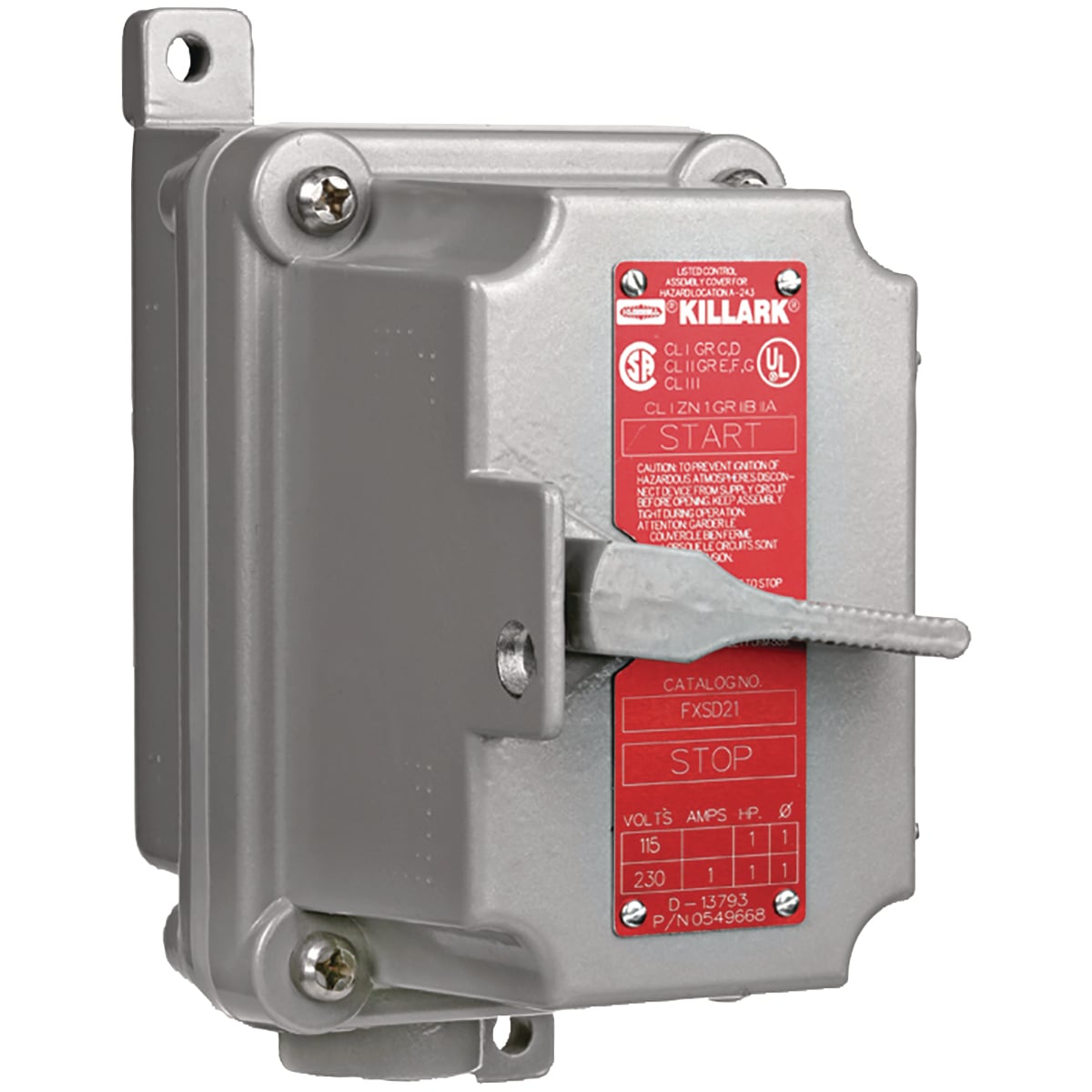 FXS-11C FXS Factory Sealed Tumbler Switch Unit, 120/277 V AC, 20 A, NEMA 3/7/9 NEMA Rating