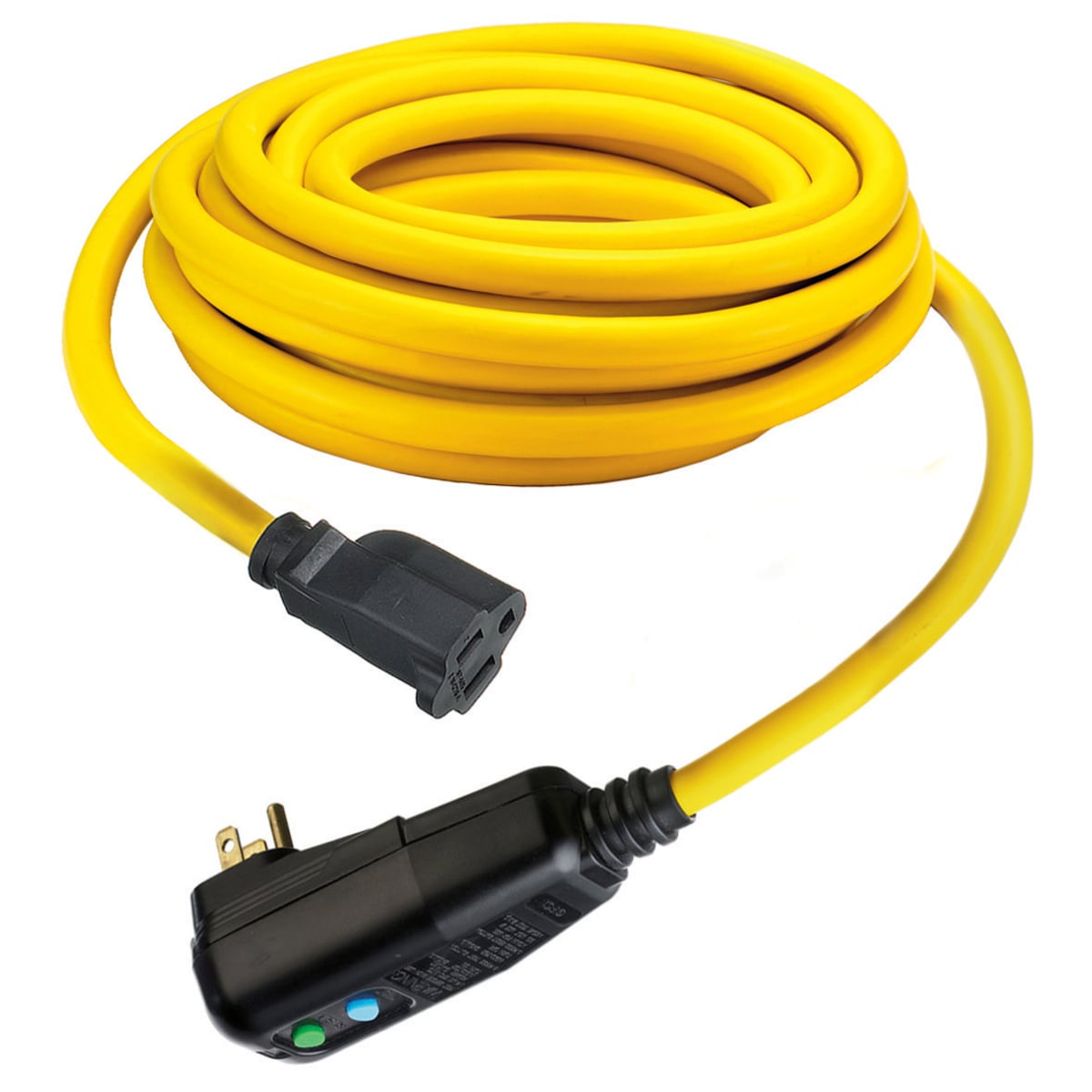 GFP25CM 3-Wire Manual Portable Straight Blade Fabricated GFCI Line Cord, (3) Conductors 14 AWG Conductor Copper Conductor, 25 ft L, 120 VAC