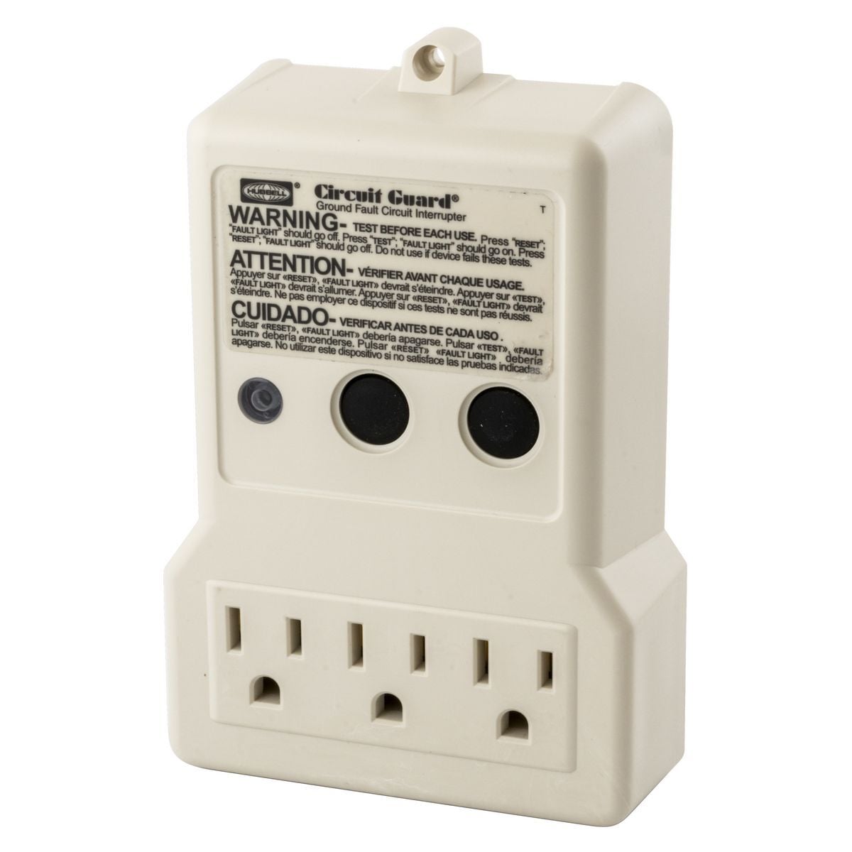 GFP315A 1-Phase 2-Pole 3-Wire Auto-Set Decorator Duplex Plug-In Standard Portable GFCI Tester, 120 VAC, 15 A, NEMA 5-15R Receptacle, NEMA 5-15P Plug