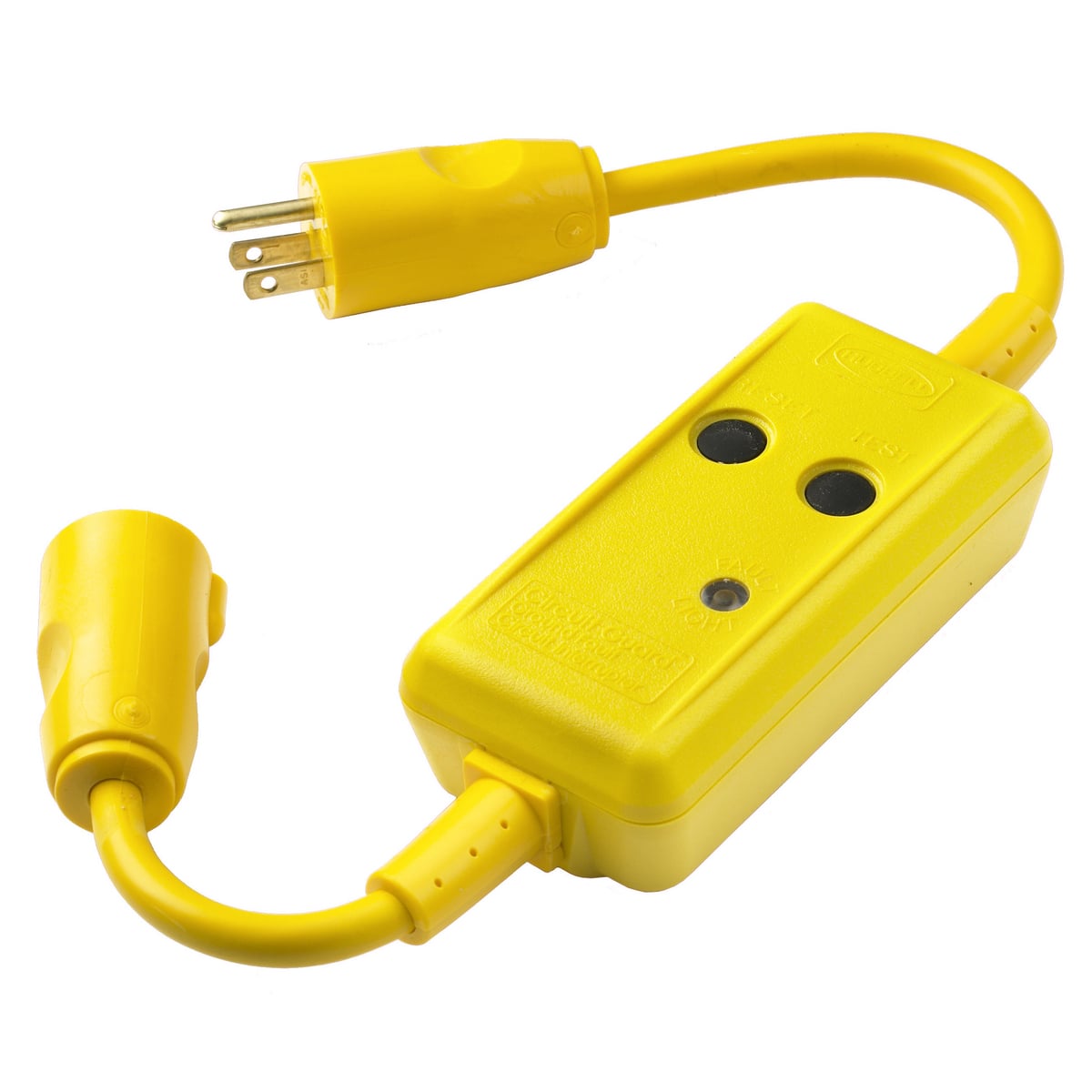 GFP4C15A 3-Wire Automatic Set Portable Straight Blade Fabricated GFCI Line Cord With Male/Female End, (3) 14 AWG Copper Conductor, 18 in L, 120 V AC