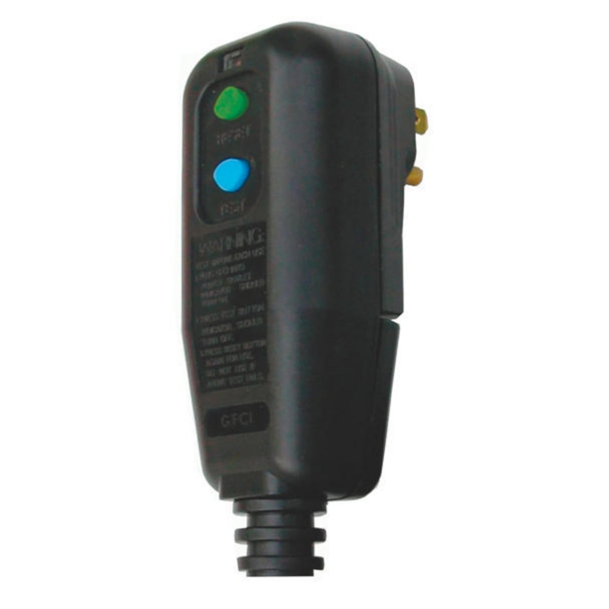 GFP515M 1-Phase Grounding Male Manual Set Standard Straight Blade Cord Mount GFCI Plug, 125 VAC, 15 A, 2 Poles, 3 Wires, Black