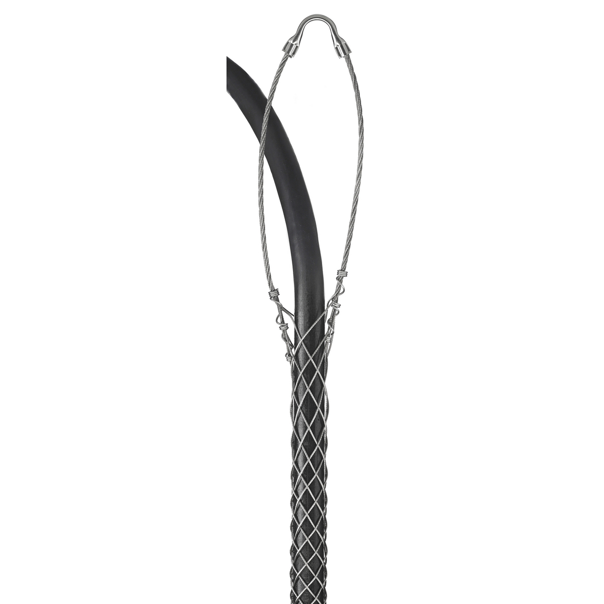02401013 Standard Duty Closed Mesh Single Weave Single Eye Support Grip, 1370 lb Breaking Strength, 0.5 to 0.62 in Cable, Stainless Steel