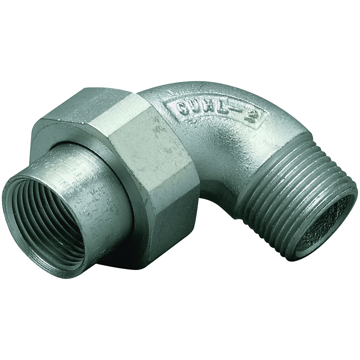GUML-2M Conduit Union, 3/4 in, 90 deg, Iron, Electro-Plated Zinc