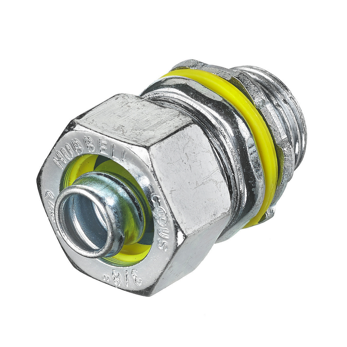 H038 Non-Insulated Straight Male Metallic Liquidtight Connector, 3/8 in Trade, Steel, Zinc Plated