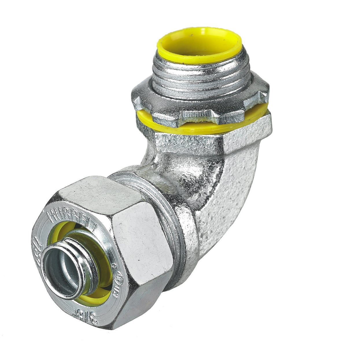 H03891 Insulated Male Metallic Liquidtight Connector, 4 in Trade, 90 deg, Zinc Plated
