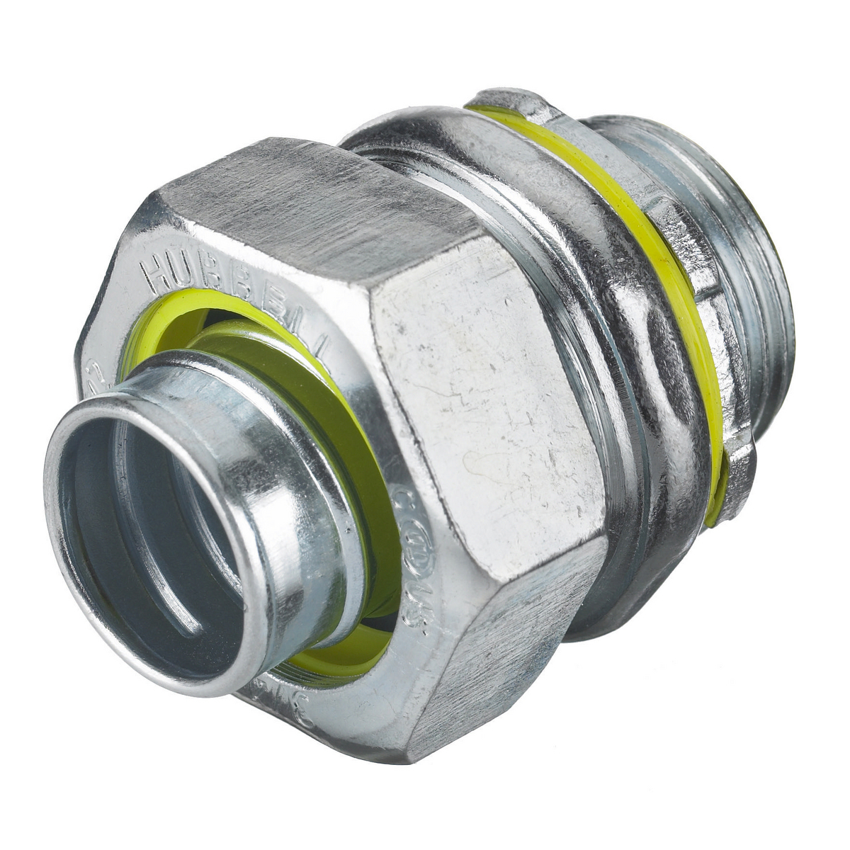 H100 Non-Insulated Straight Male Metallic Liquidtight Connector, 1 in Trade, Steel, Zinc Plated