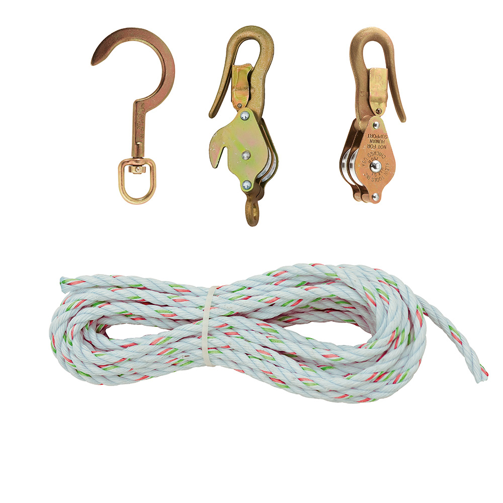 H1802-30S Block and Tackle With Guarded Hooks, 750 lb Lifting, 3/8 in Dia x 7.62 m L Rope
