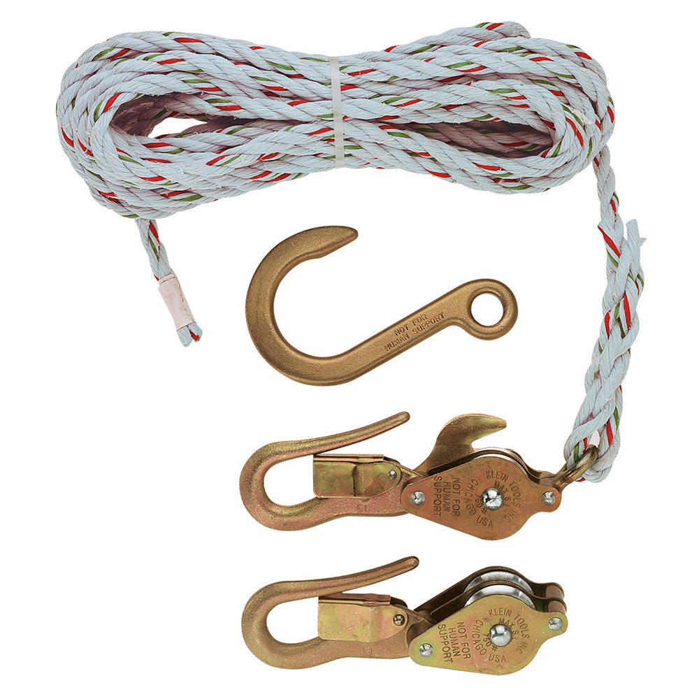 H1802-30SR Block and Tackle With Guarded Hooks, 750 lb Lifting, 7.62 m L Rope