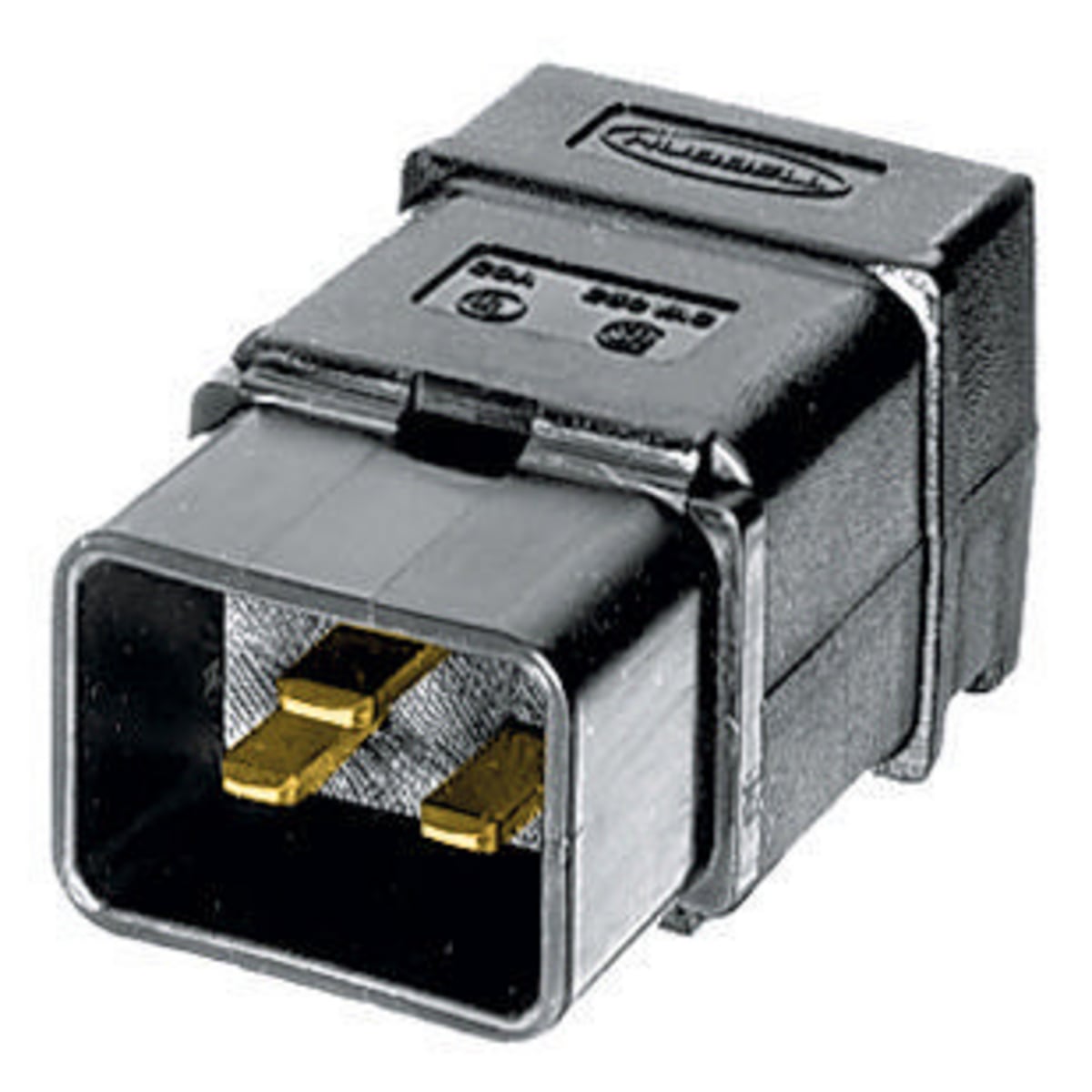 H320P 1-Phase Grounding Male Portable Standard Cord Mount Straight Blade Plug, 250 V AC, 20 A, 2 Poles, 3 Wires, Black
