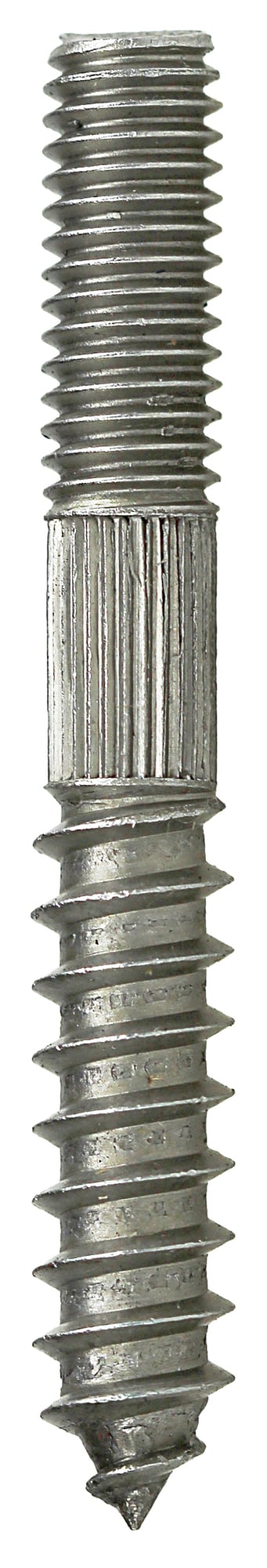 HB38 Heavy Duty Hanger Bolt, 3/8 in, 3 in OAL, Steel, Zinc Plated, Lag/Machine Screw Thread