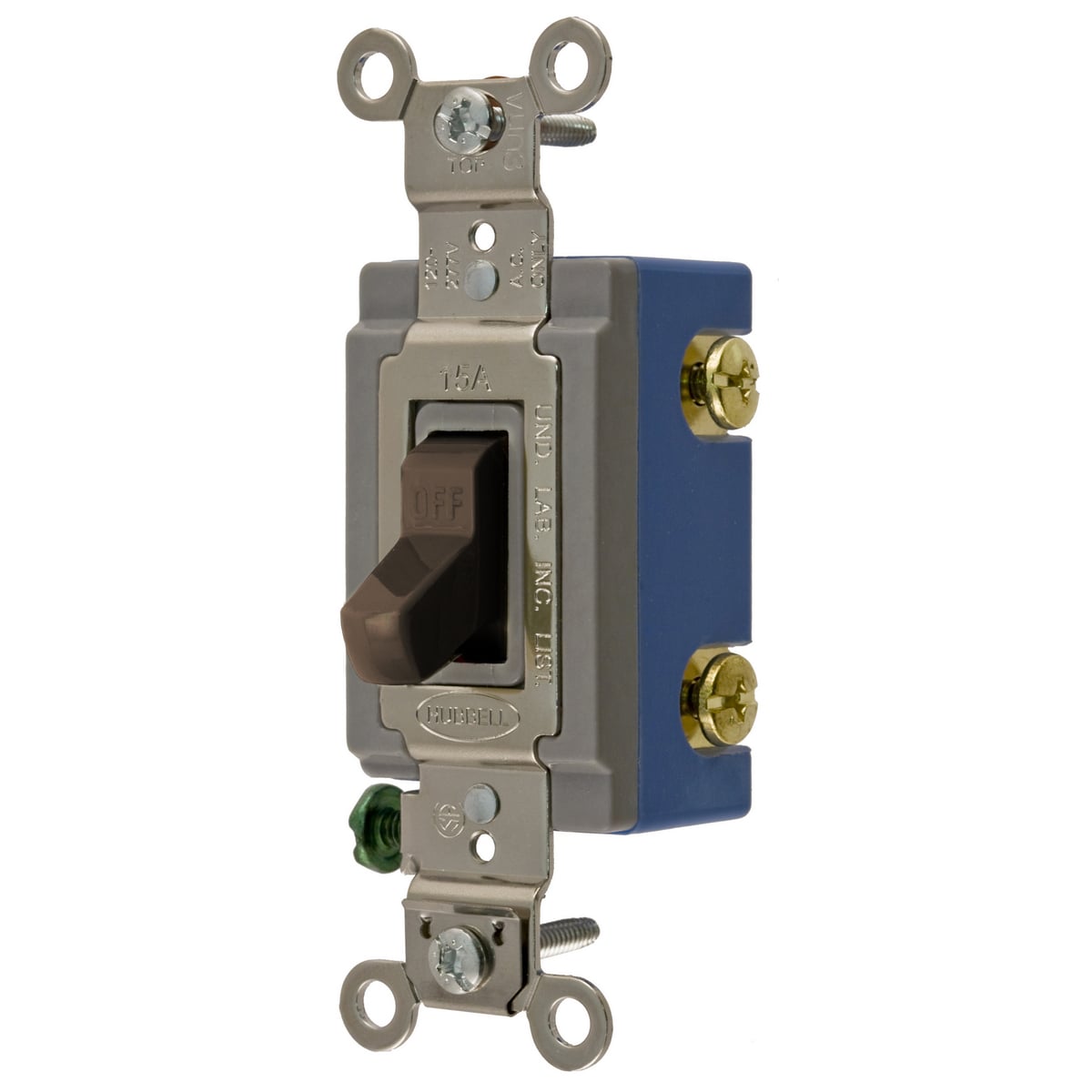 HBL1202 Extra Heavy Duty General Purpose Standard Toggle Switch, 120 to 277 V AC, 15 A, 4155 W Power Rating, 2-Position Contact