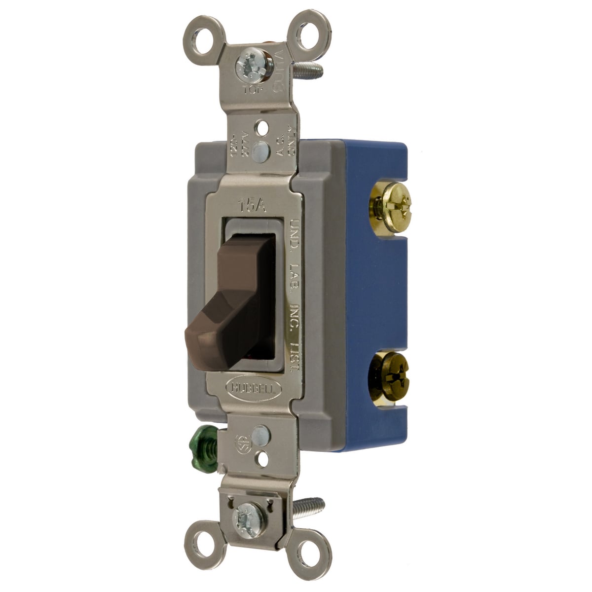 HBL1203 3-Way Extra Heavy Duty Standard AC Toggle Switch, 120 to 277 V AC, 15 A, 4155 W Power Rating, 2-Position Contact