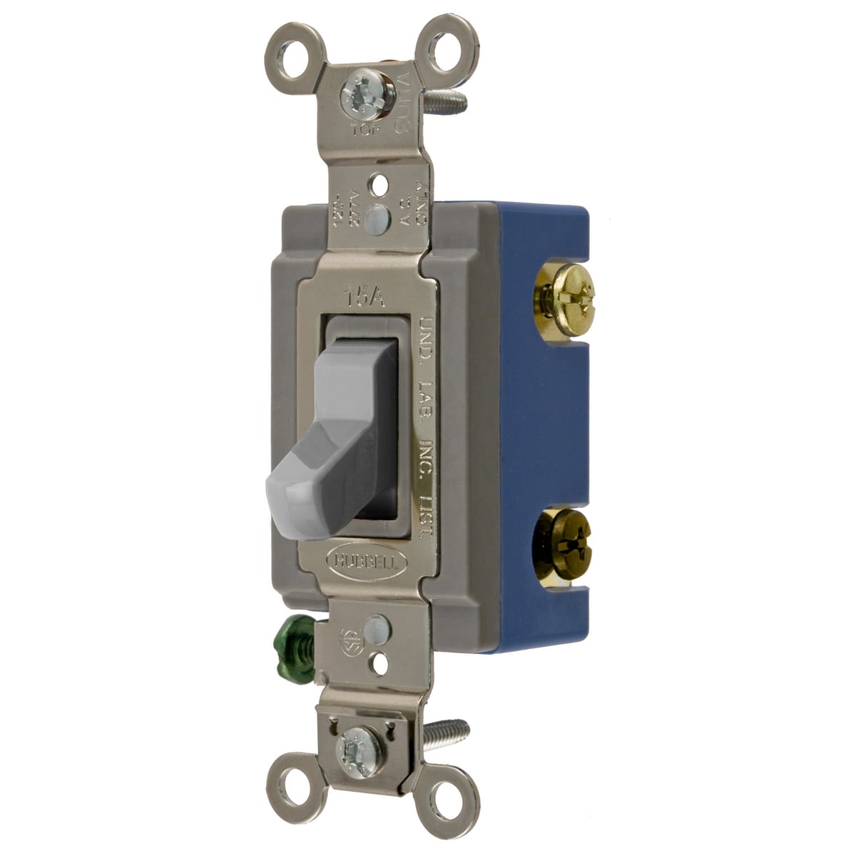 HBL1203GY 3-Way Extra Heavy Duty General Purpose Standard Toggle Switch, 120 to 277 VAC, 15 A, 4155 W Power Rating, 2-Position Contact