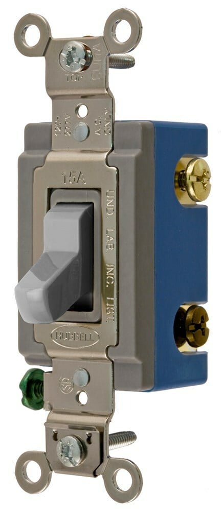 HBL1204GY 4-Way Extra Heavy Duty General Purpose Standard Toggle Switch, 120 to 277 VAC, 15 A, 4155 W Power Rating, 2-Position Contact