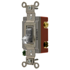 Switches and Lighting Controls, Industrial Grade, Illuminated Toggle Switches, General Purpose AC, Three Way, 20A 120/277V AC, Back and Side Wired, Clear Toggle