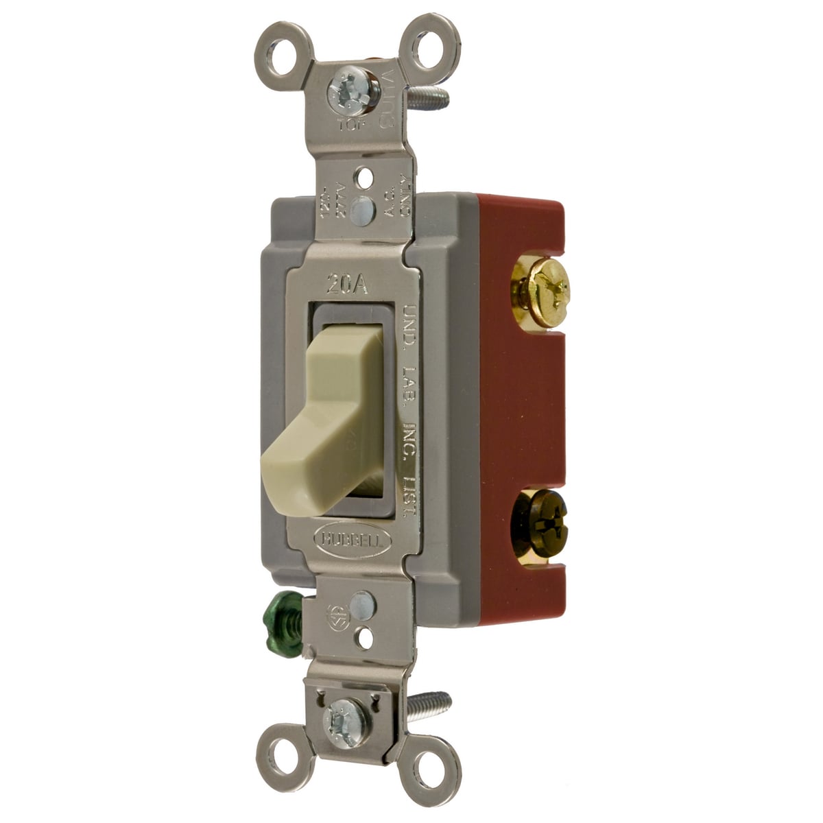 HBL1224I 4-Way Extra Heavy Duty General Purpose Standard Toggle Switch, 120 to 277 V AC, 20 A, 5540 W Power Rating, 2-Position Contact