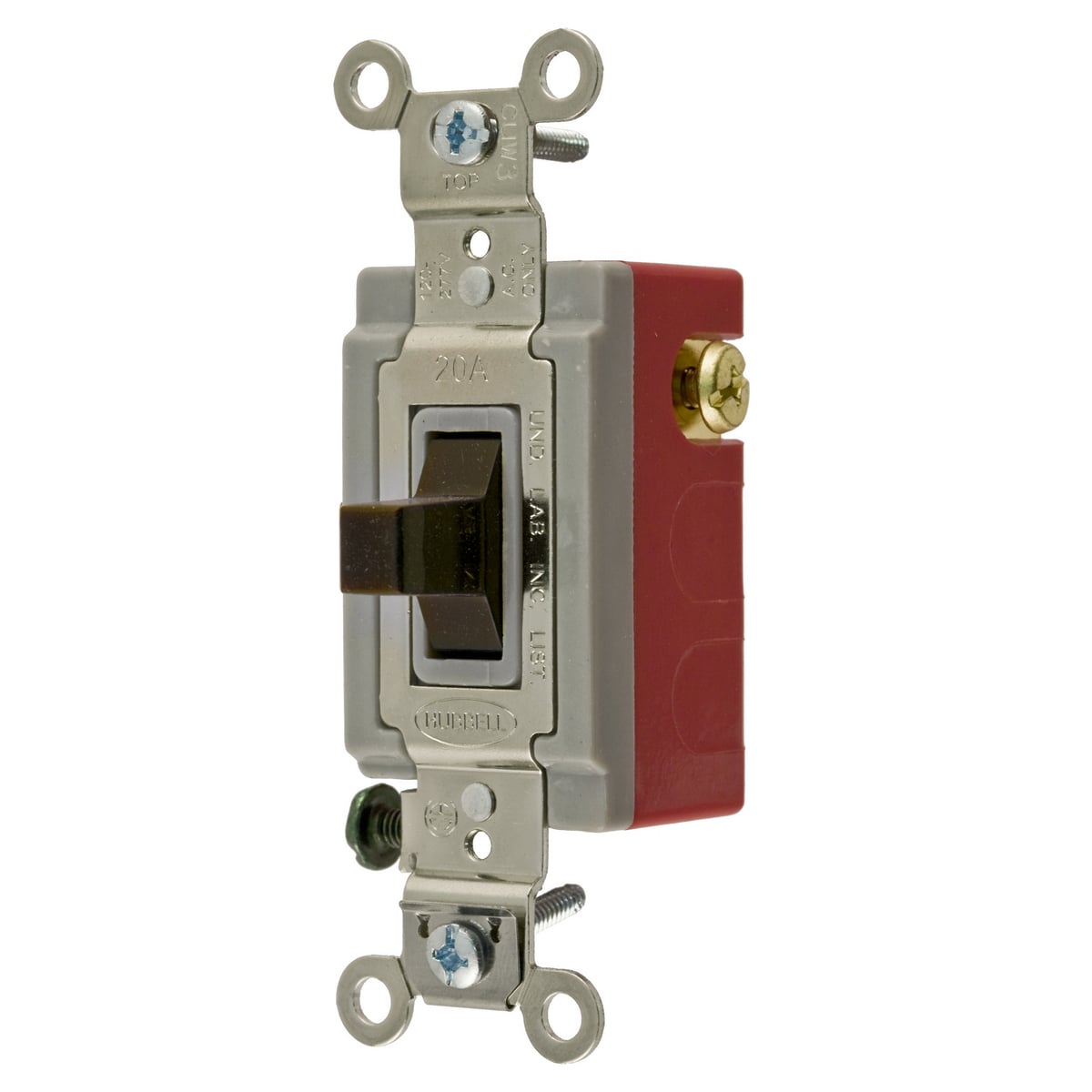HBL1385 3-Position Extra Heavy Duty Industrial/Specification Grade Standard Toggle Switch, 120 to 277 V AC, 20 A, 5540 W Power Rating, On-Off-On 3-Position Contact