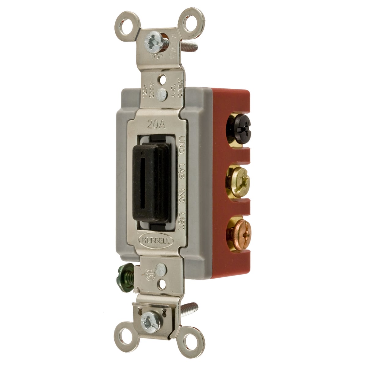 HBL1386L Standard Double Throw Extra Heavy Duty General Purpose Locking Switch, 120 to 277 V AC, 20 A, 5540 W Power Rating, 3-Position Contact