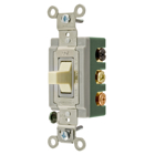 Switches and Lighting Controls, Extra Heavy Duty Industrial Grade, Toggle Switches, General Purpose AC, Double Pole Double Throw Center Off, 30A 120/277V AC, Back and Side Wired, Ivory Toggle